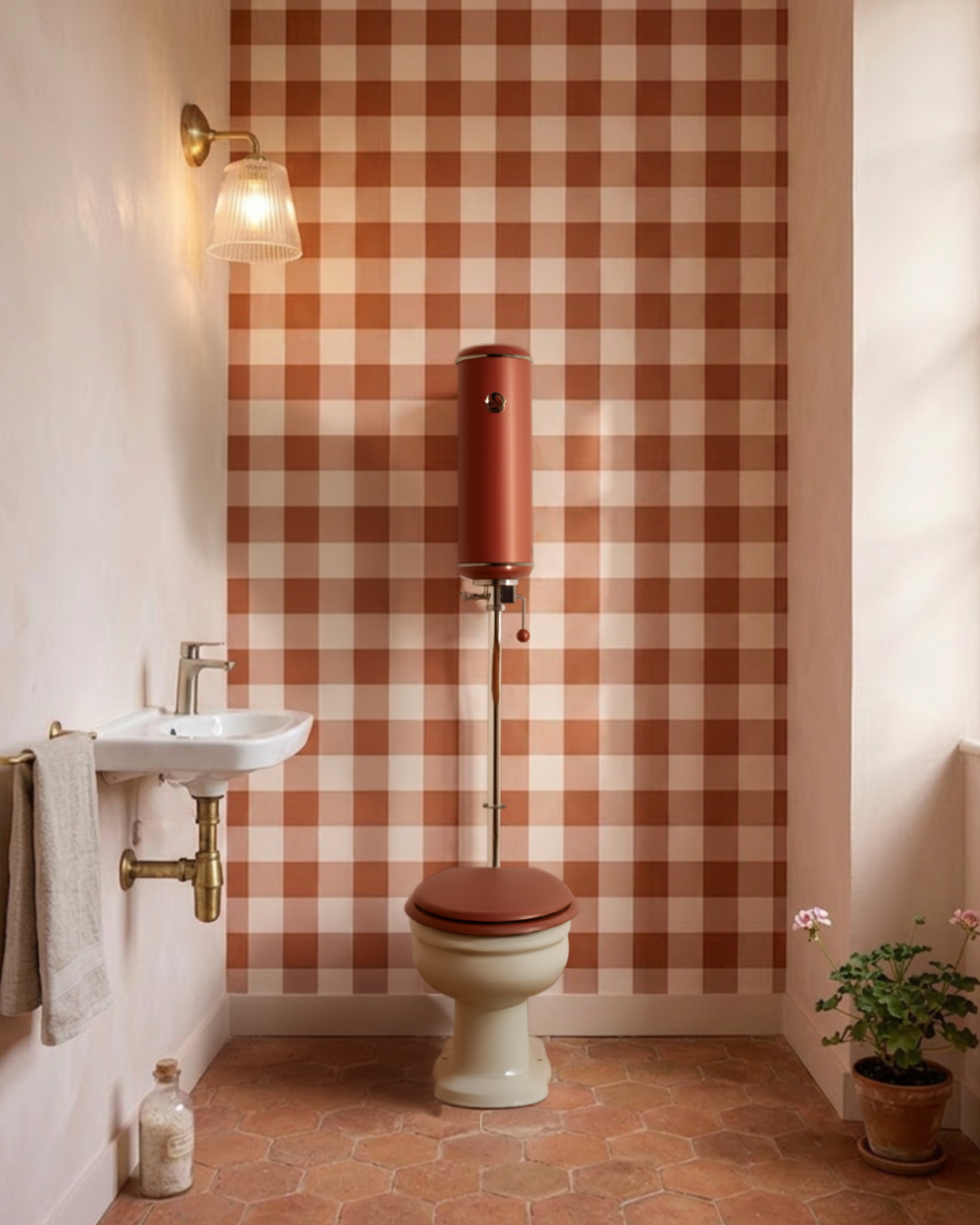 Toilette vintage avec WC rétro terracotta L'Original Griffon